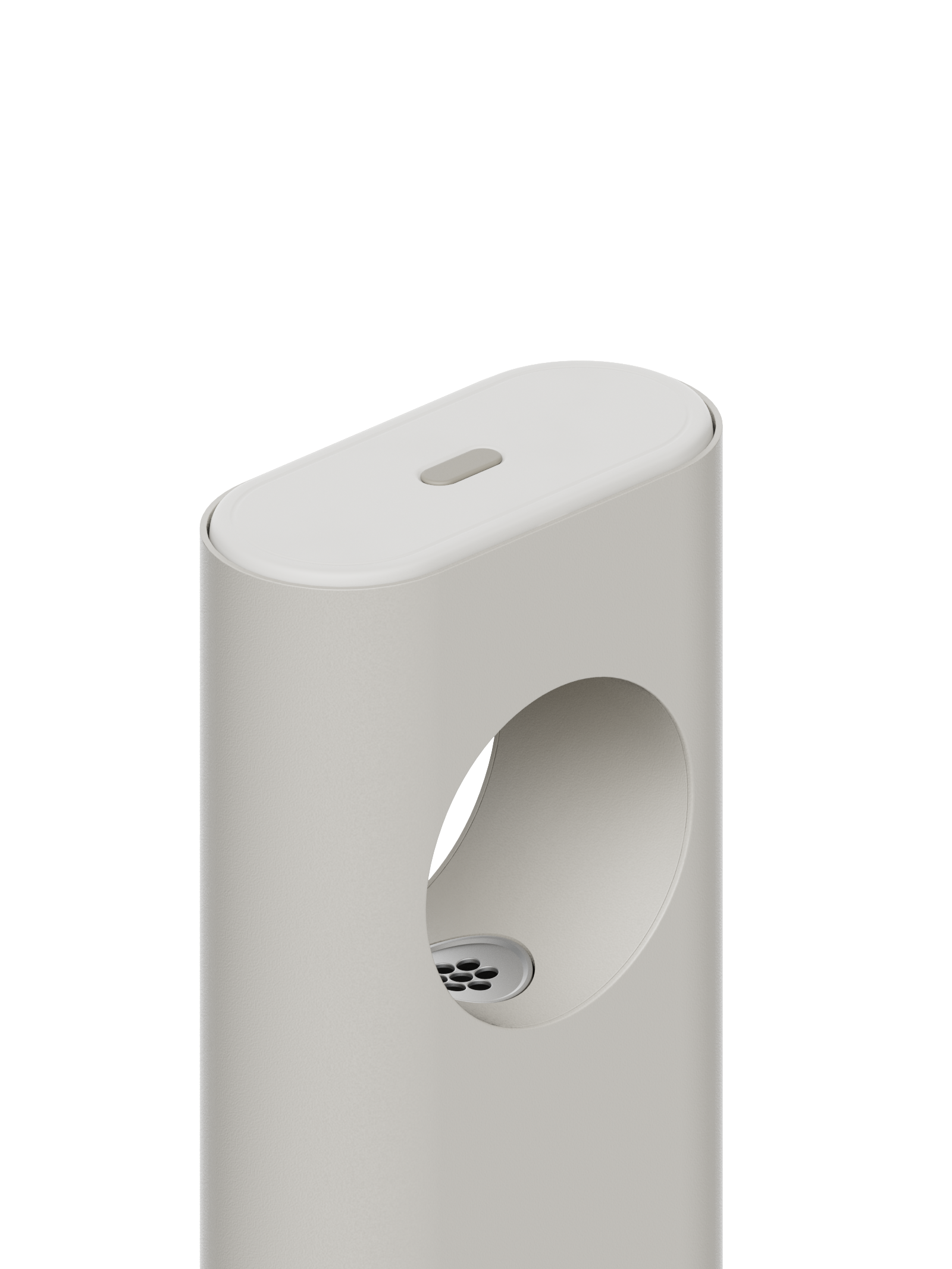 A person reaching a hand into the dispenser's ring opening