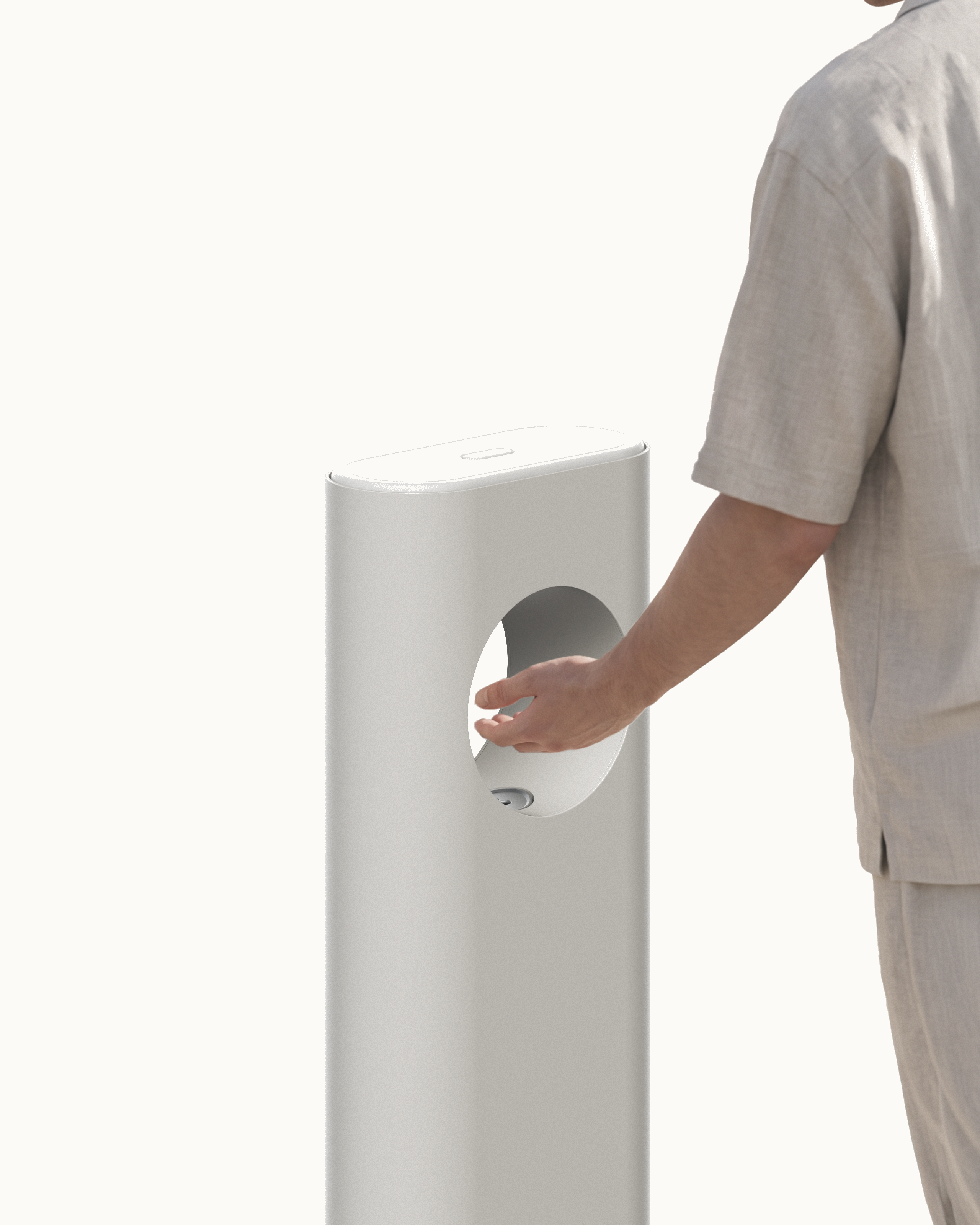 The dispenser with the lid closed after the cartridge is seated